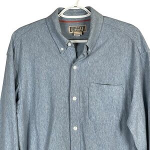 Duluth Trading Aileron Shirt Mens M Blue Cotton Long Sleeve‎ Knit Button Down